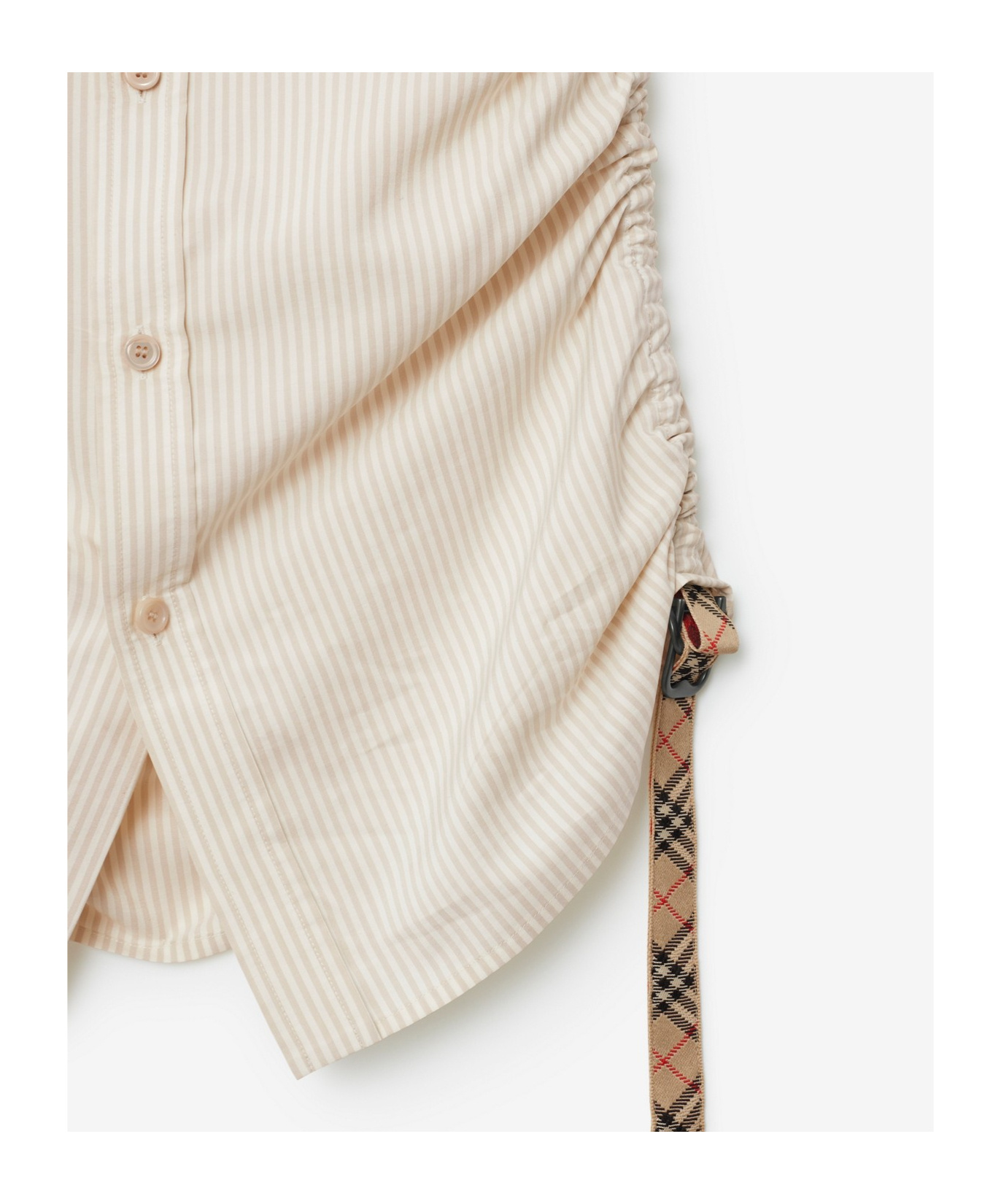 Shop Burberry Striped Silk Shirt In White