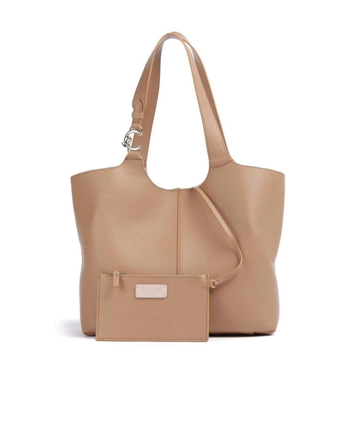 Shop Coccinelle Leather Shoulder Bag In Nude