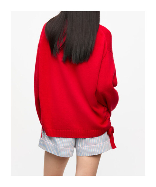 Ganni Drawstring-hem Sweater In Red