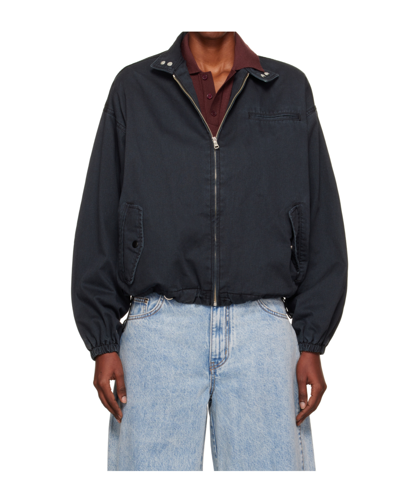 We11 Done Navy Harrington Jacket In Blue