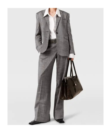 Stella Mccartney Pinstripe Pleated Straight-leg Trousers In Gray