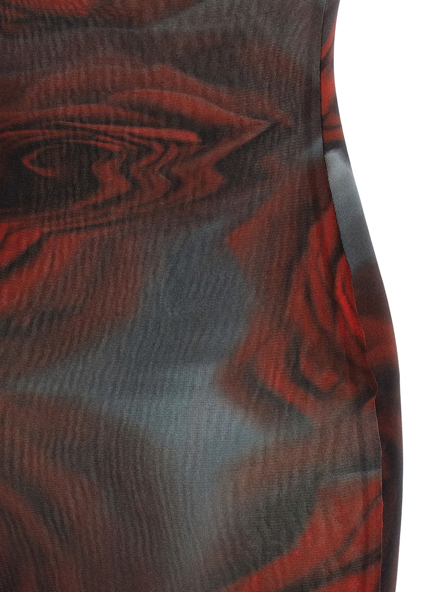 Jean Paul Gaultier The Long Red Blurry Tulle Maxi Dress In Black
