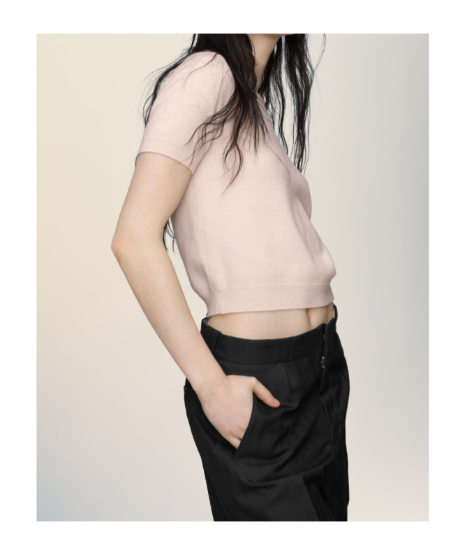 Maison Margiela Short Sleeve Crew Neck Top With Soft Texture In Pink