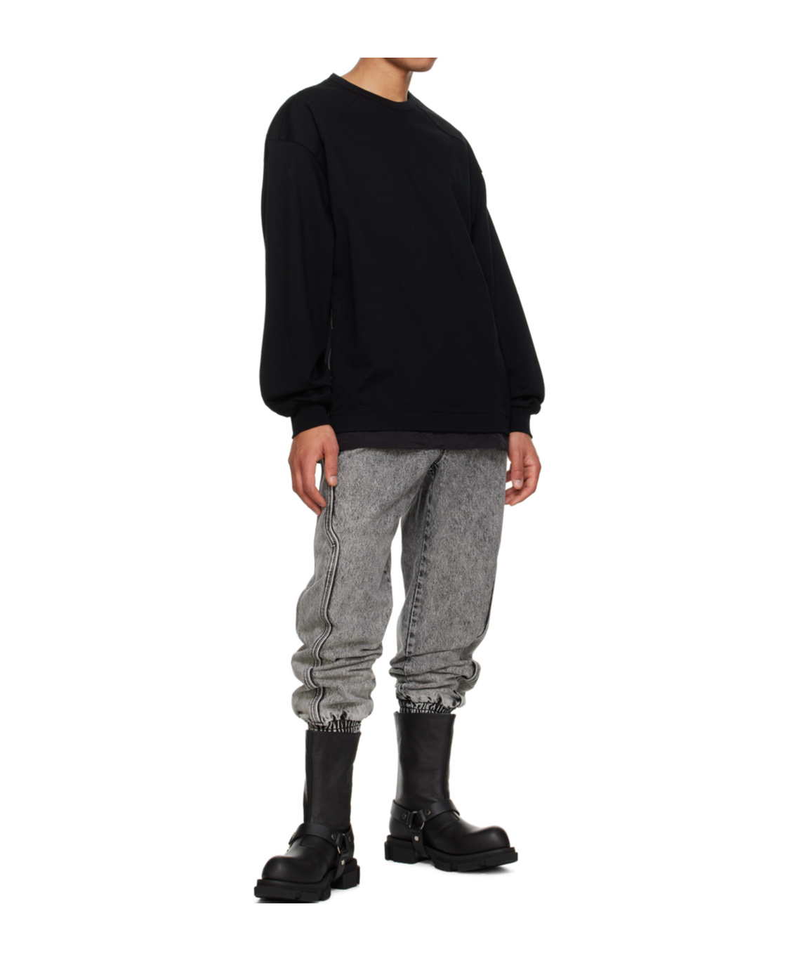 Juunj Faded Lace-up Denim Pants In Gray