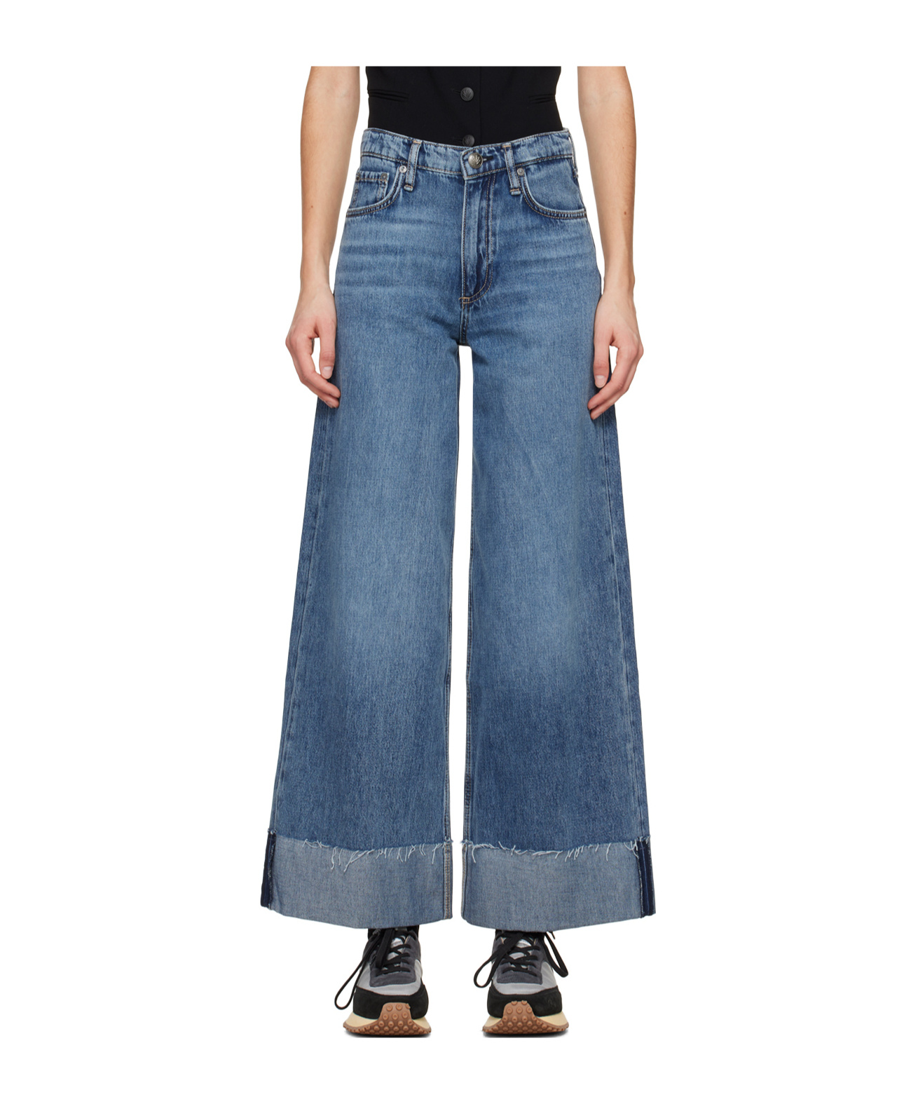 RAG & BONE LOGO WIDE-LEG DENIM PANTS 