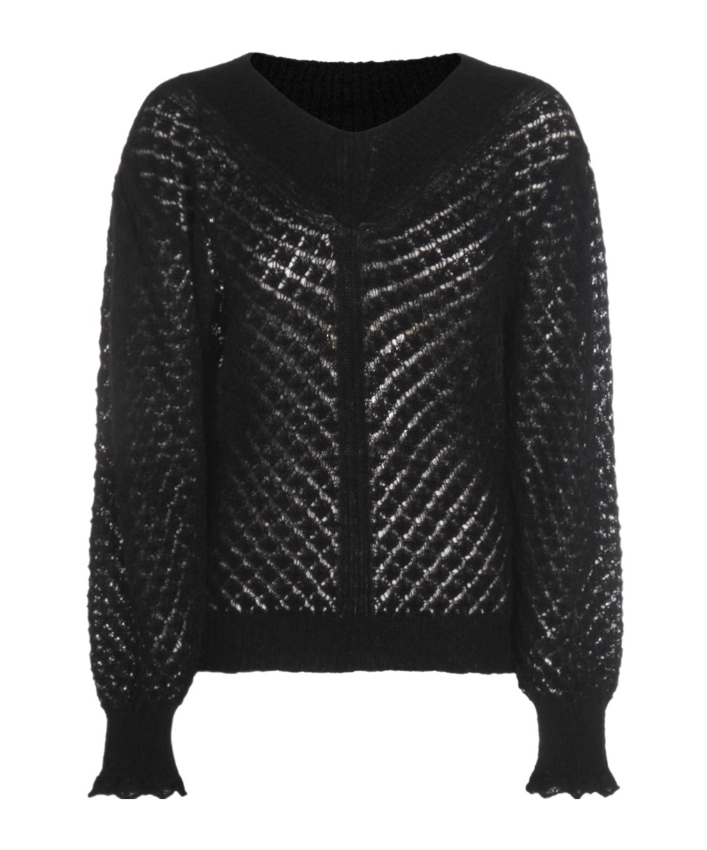 Twinset Twin-set Open Knit Sweater In Black
