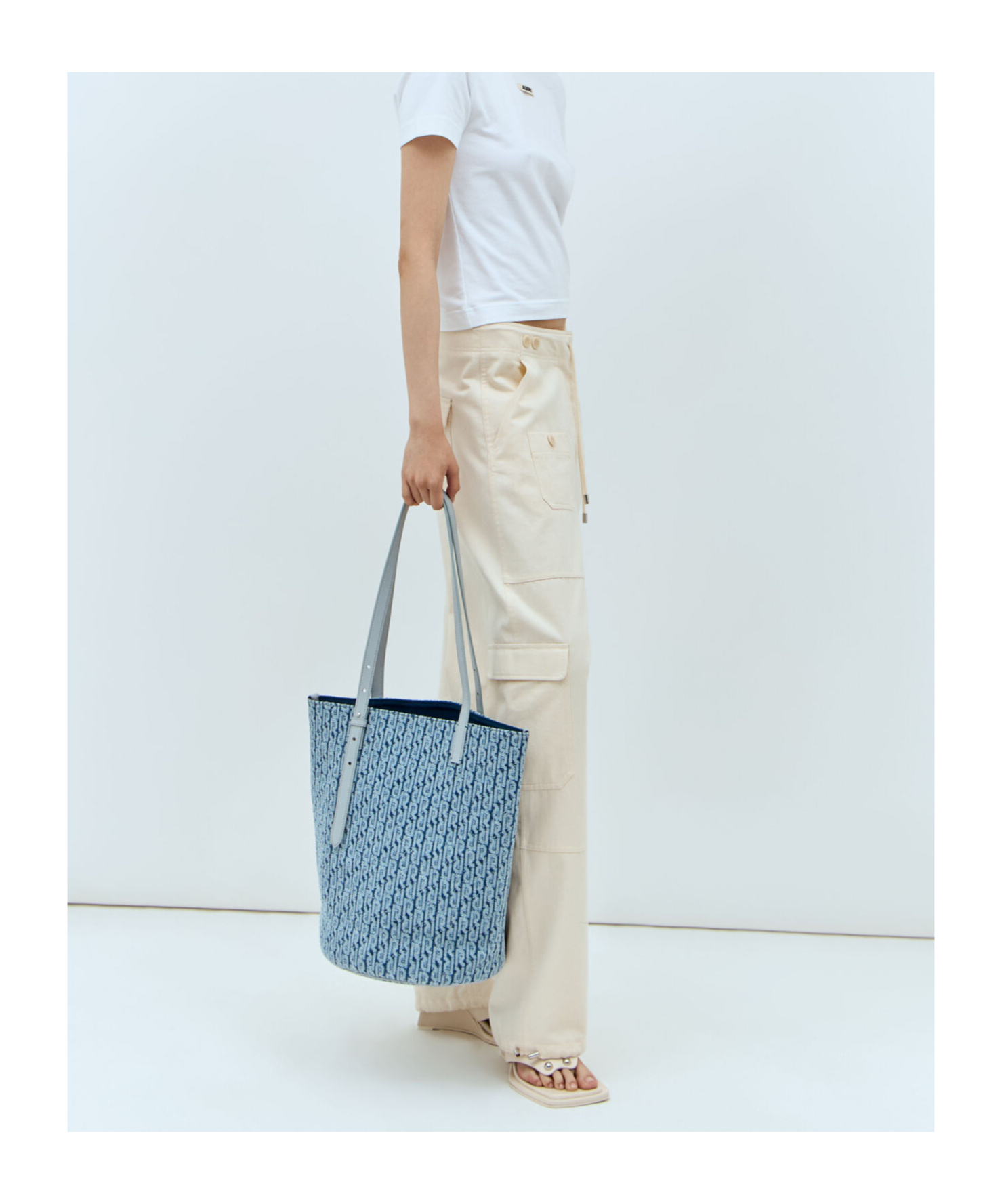 Rabanne Denim Logo Handbag In Blue