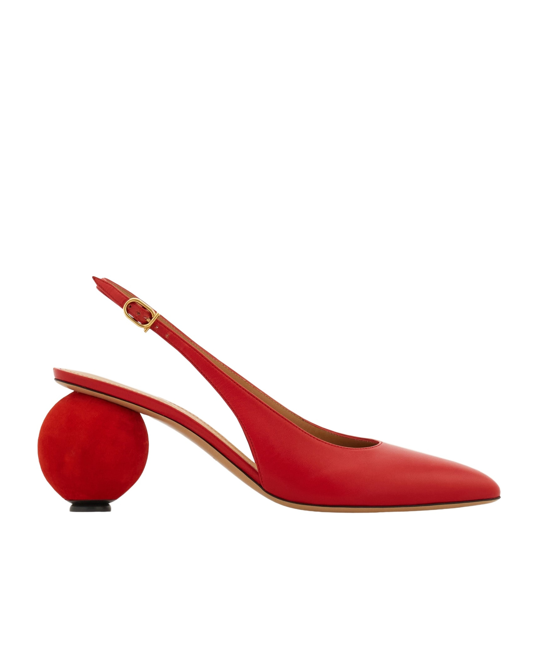 Ferragamo Spherical Heel Slingback Pump In Red