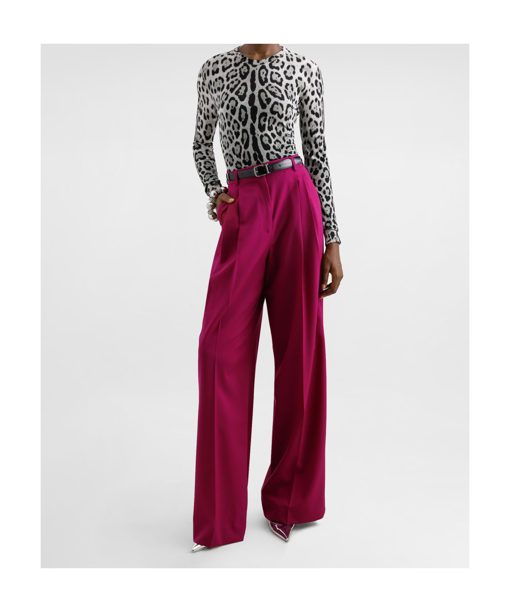 Dolce & Gabbana Wide-leg Tailored Wool Pants In Pink