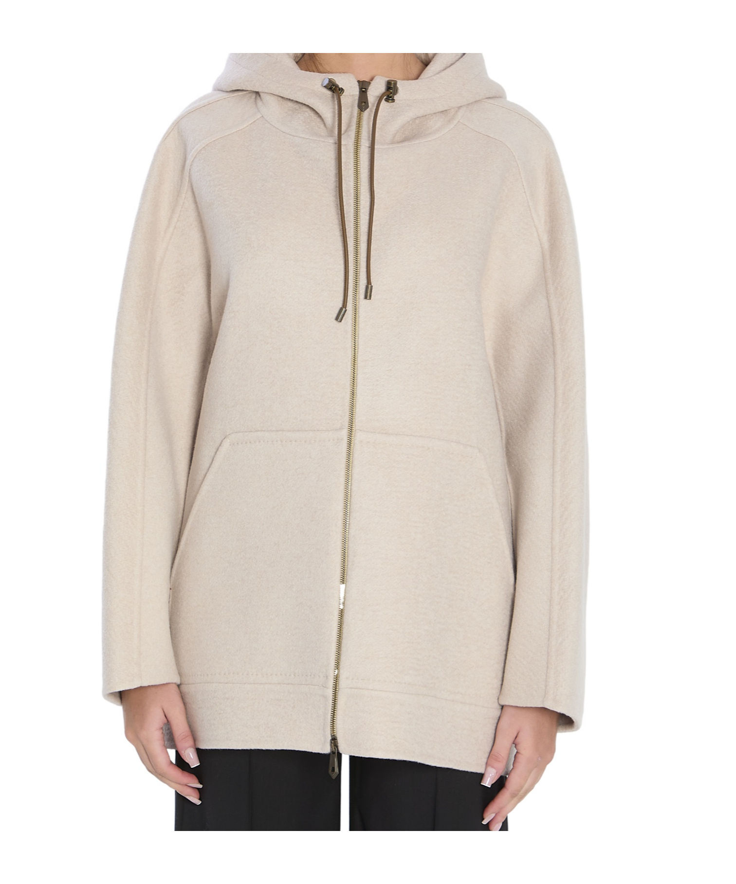 Max Mara Long-sleeved Sweatshirt Jacket In Neutral