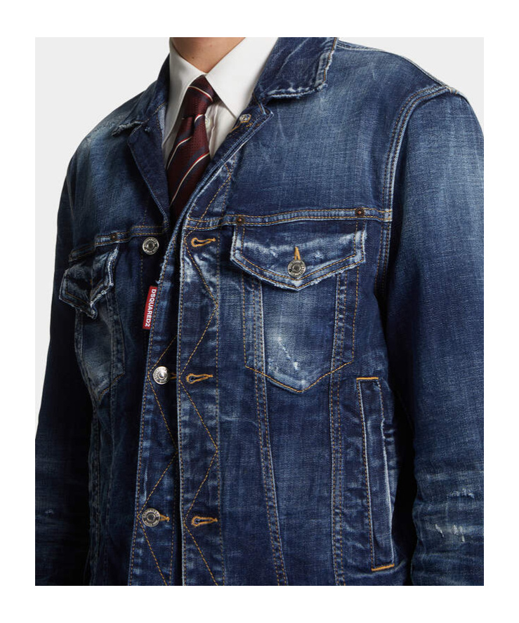 Dsquared2 Long-sleeved Denim Jacket In Blue