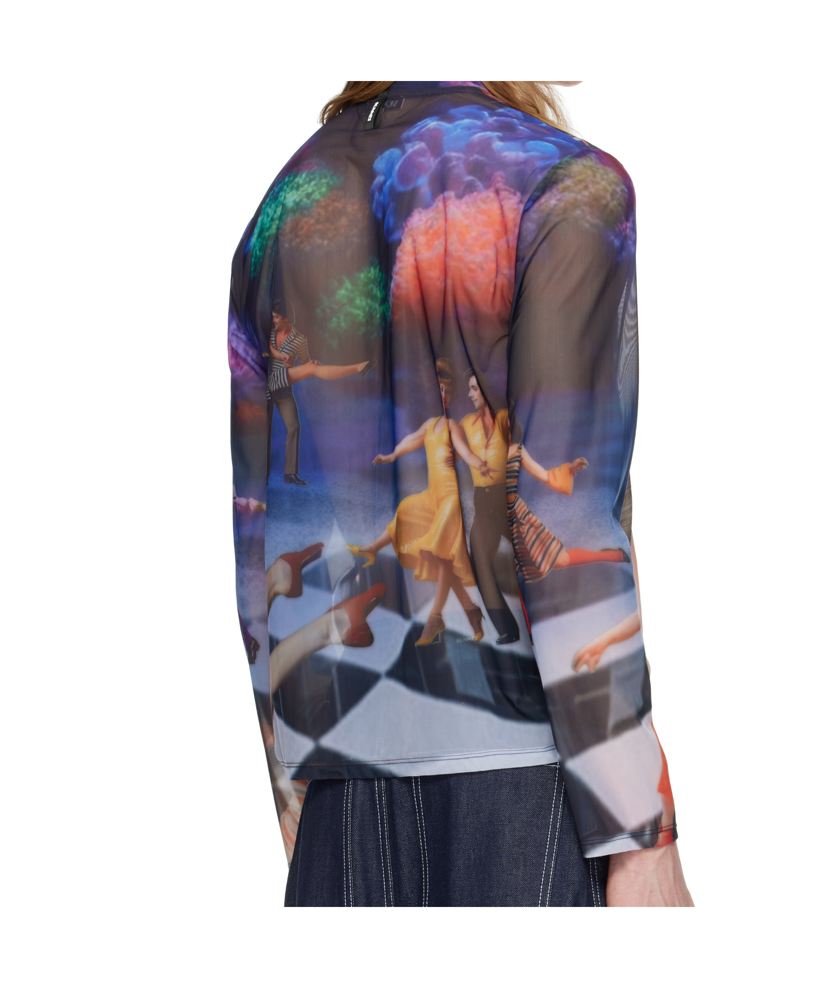 Sunnei Multicolor Sheer Organza Shirt In Black