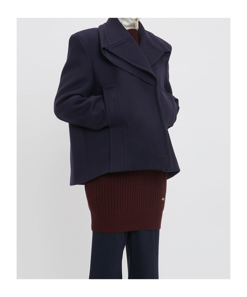 Shop Victoria Beckham Pointed-shoulder Peacoat In Black