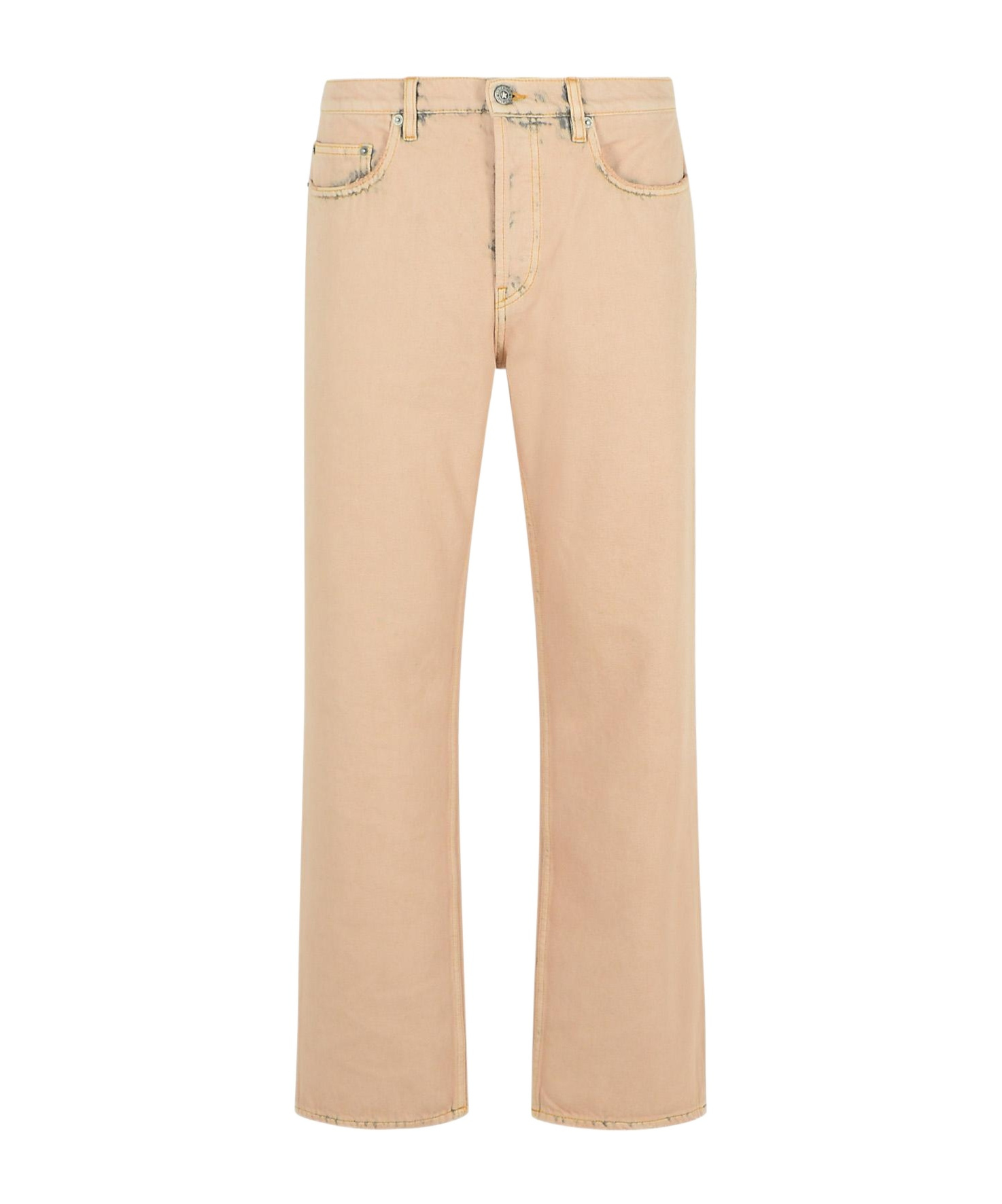 Golden Goose Cotton Pants With Belt Loops And Contrast Stitching In Nude