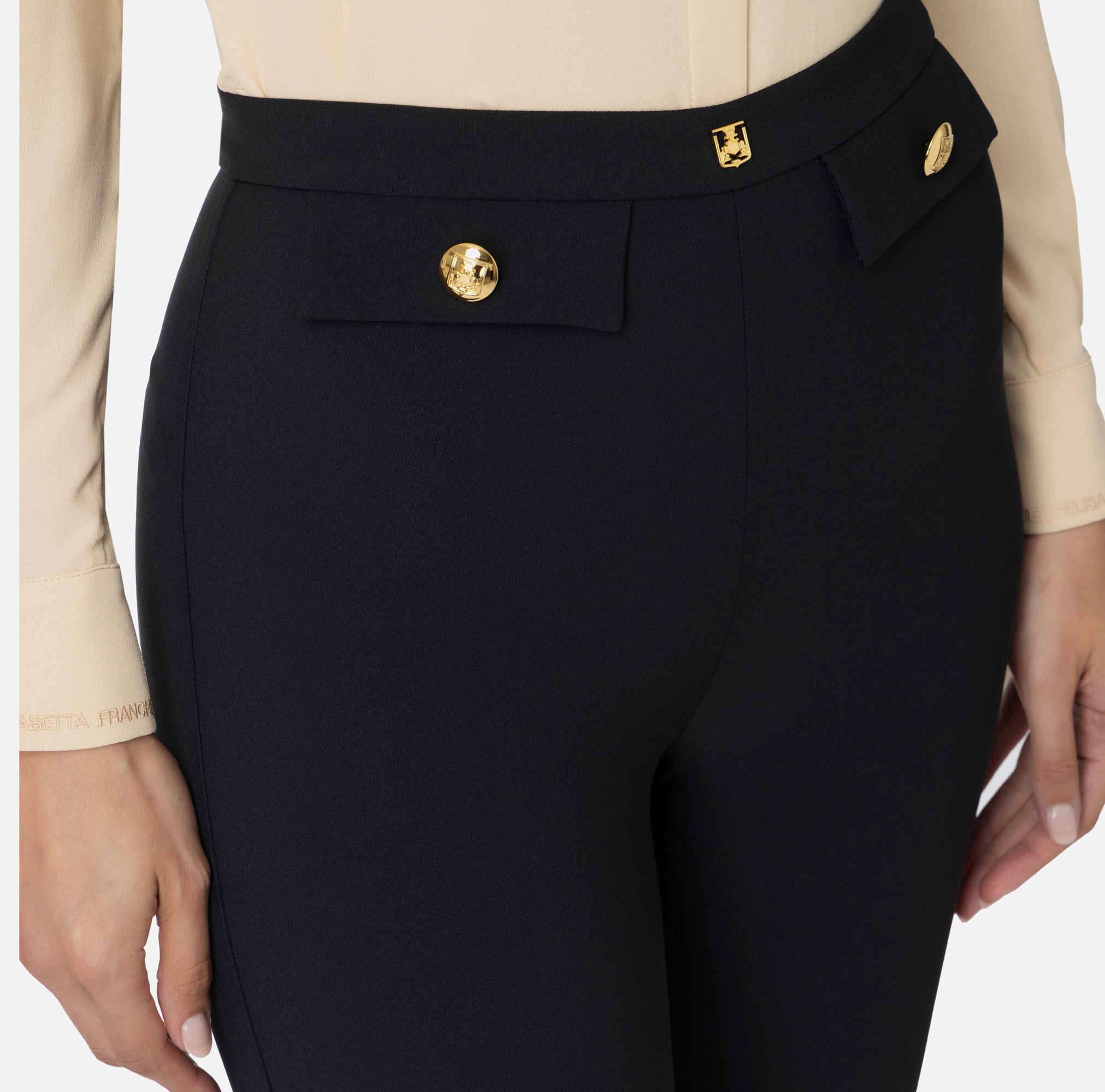 Elisabetta Franchi Crepe Tapered Trousers In Black