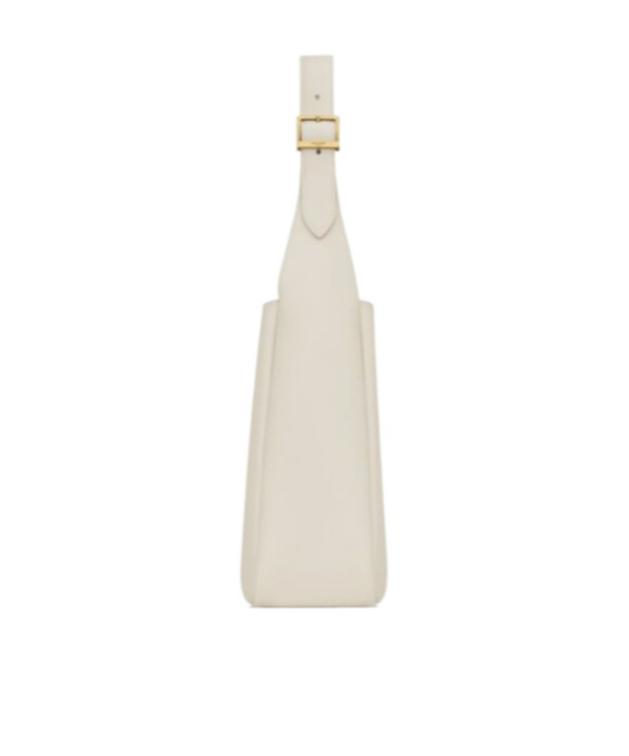 Saint Laurent Le 5 À 7 Supple Small In Grained Leather In White