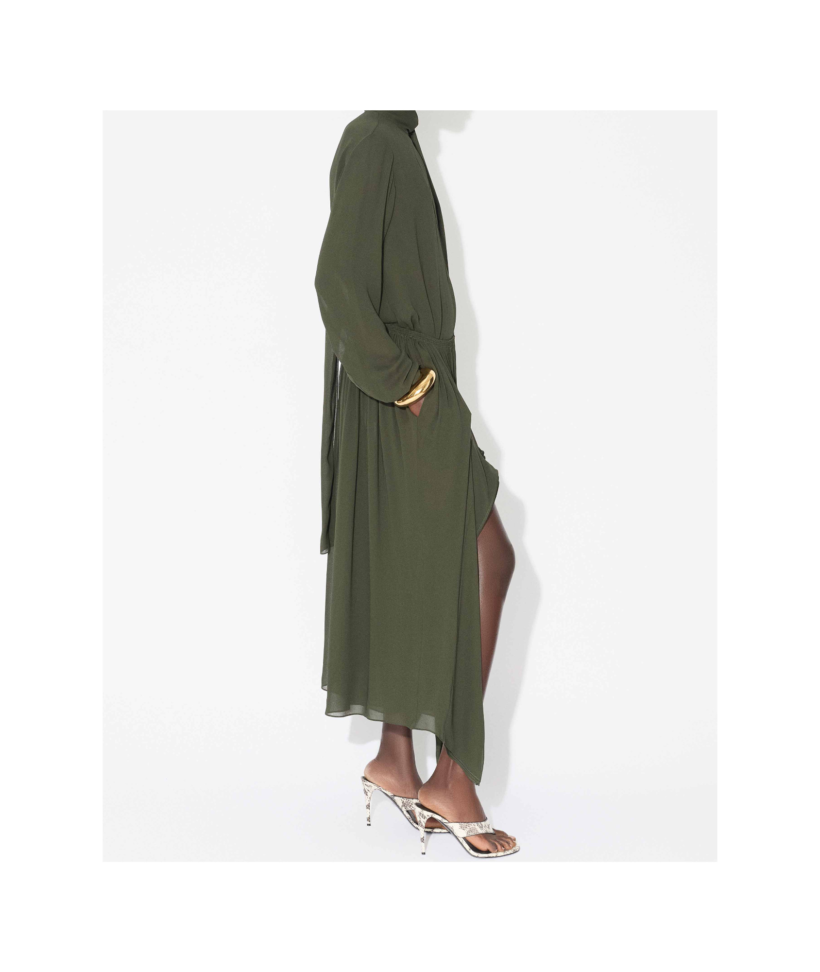 Alaïa Georgette Ruffle Pants In Green