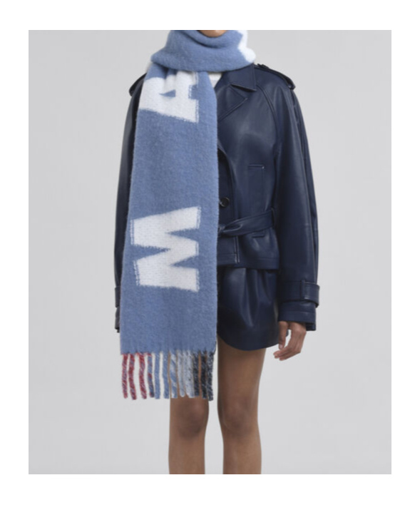 Marni Scarf With Maxi Logo In Blue