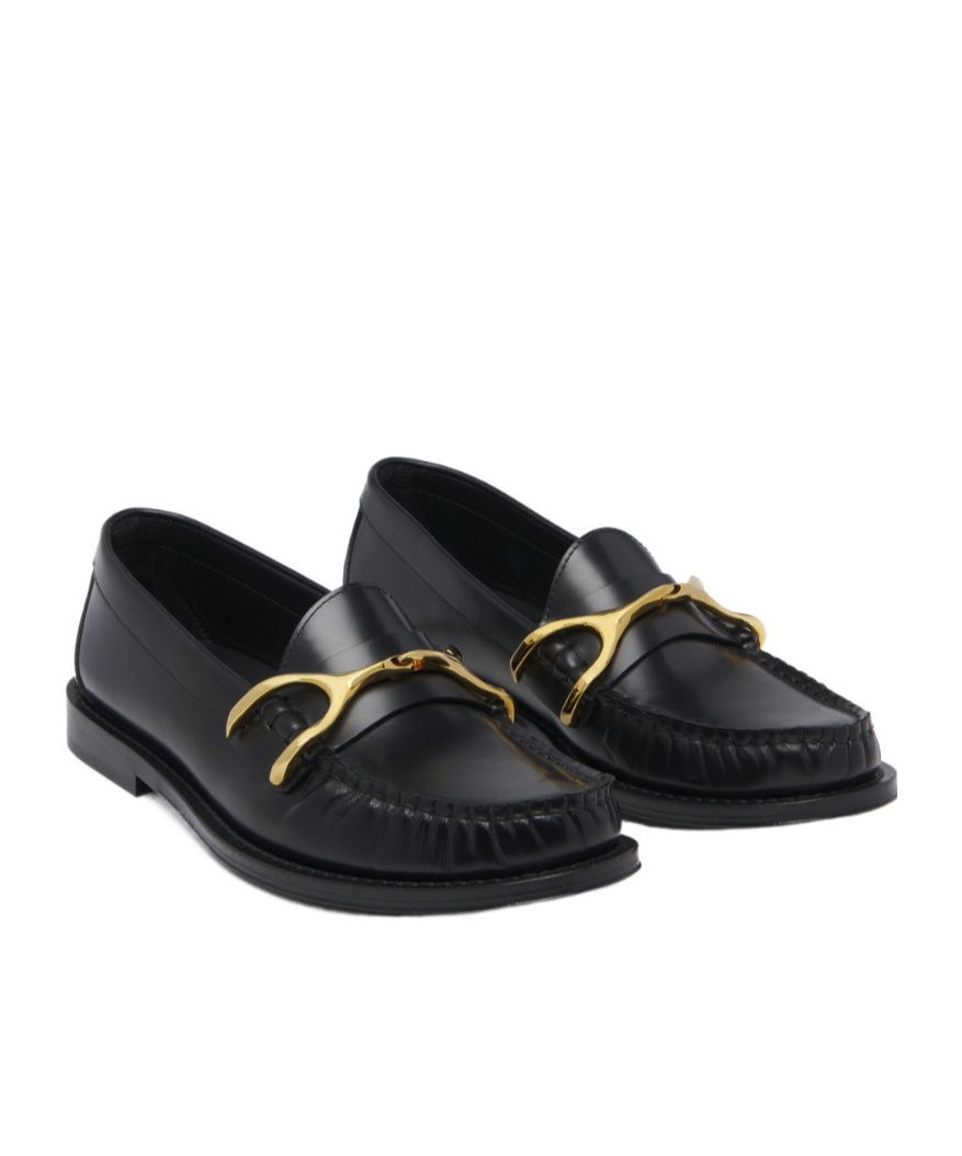 Alexander Mcqueen Wishbone Leather Loafers In Black
