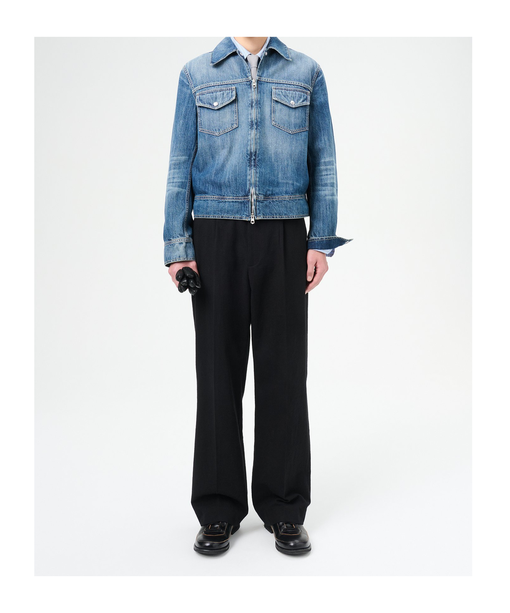 Our Legacy Zippered Denim Coat In Blue