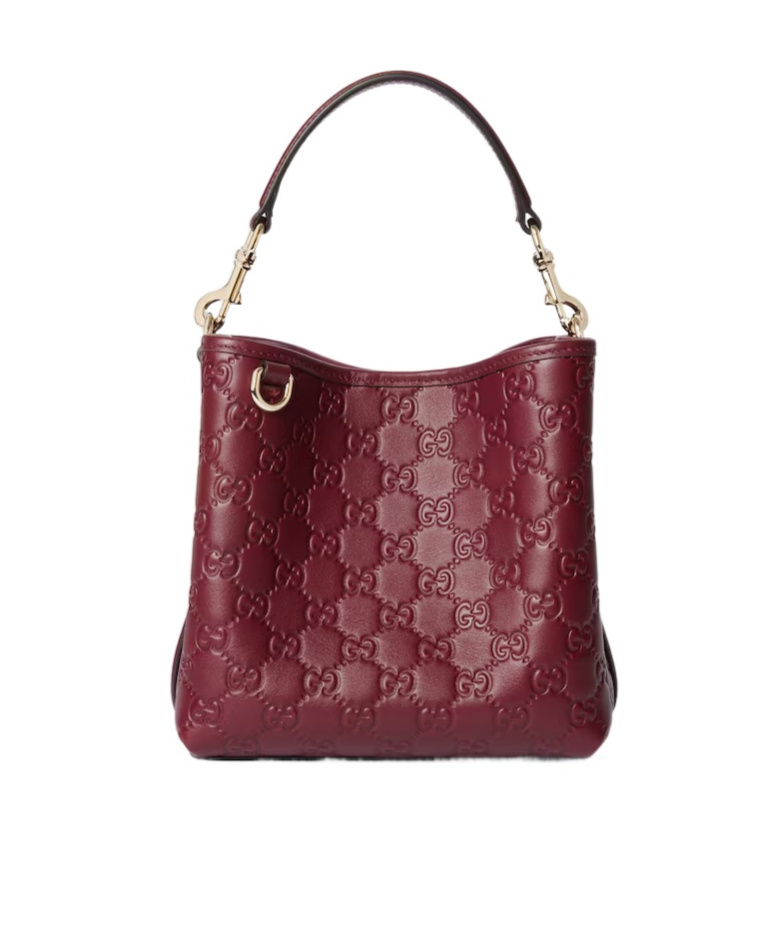 Gucci Gg Emblem Small Bucket Bag In Red