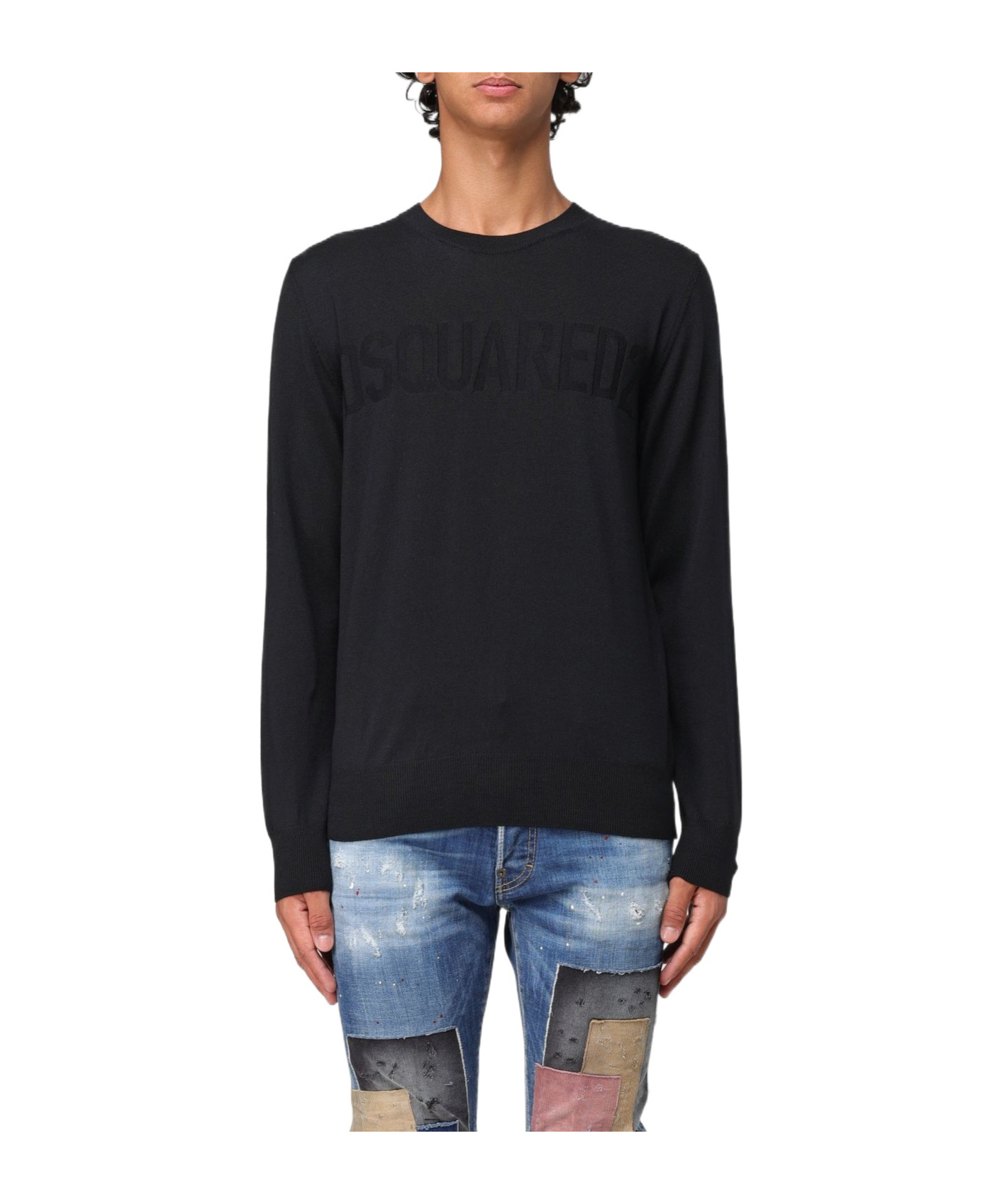 Dsquared2 Logo-print Crew-neck Jumper In Black