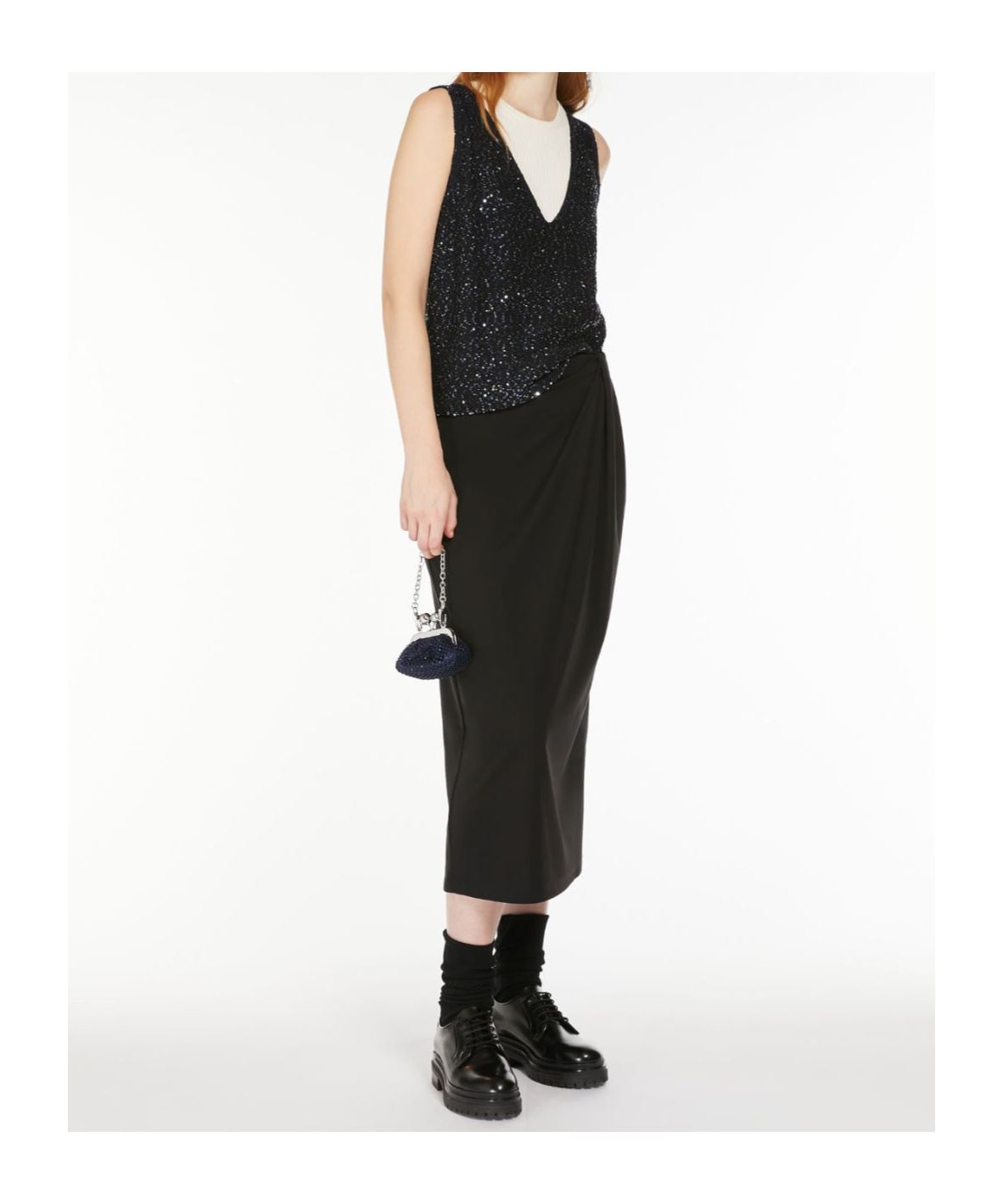 Weekend Max Mara Falling Smooth Skirt In Black