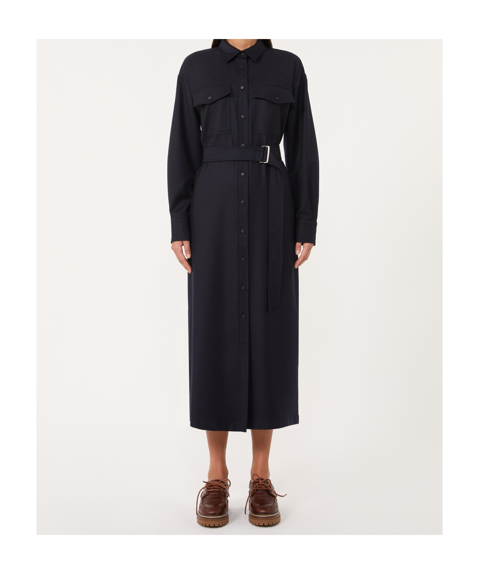 Weekend Max Mara Wool Flannel Dress In Blue