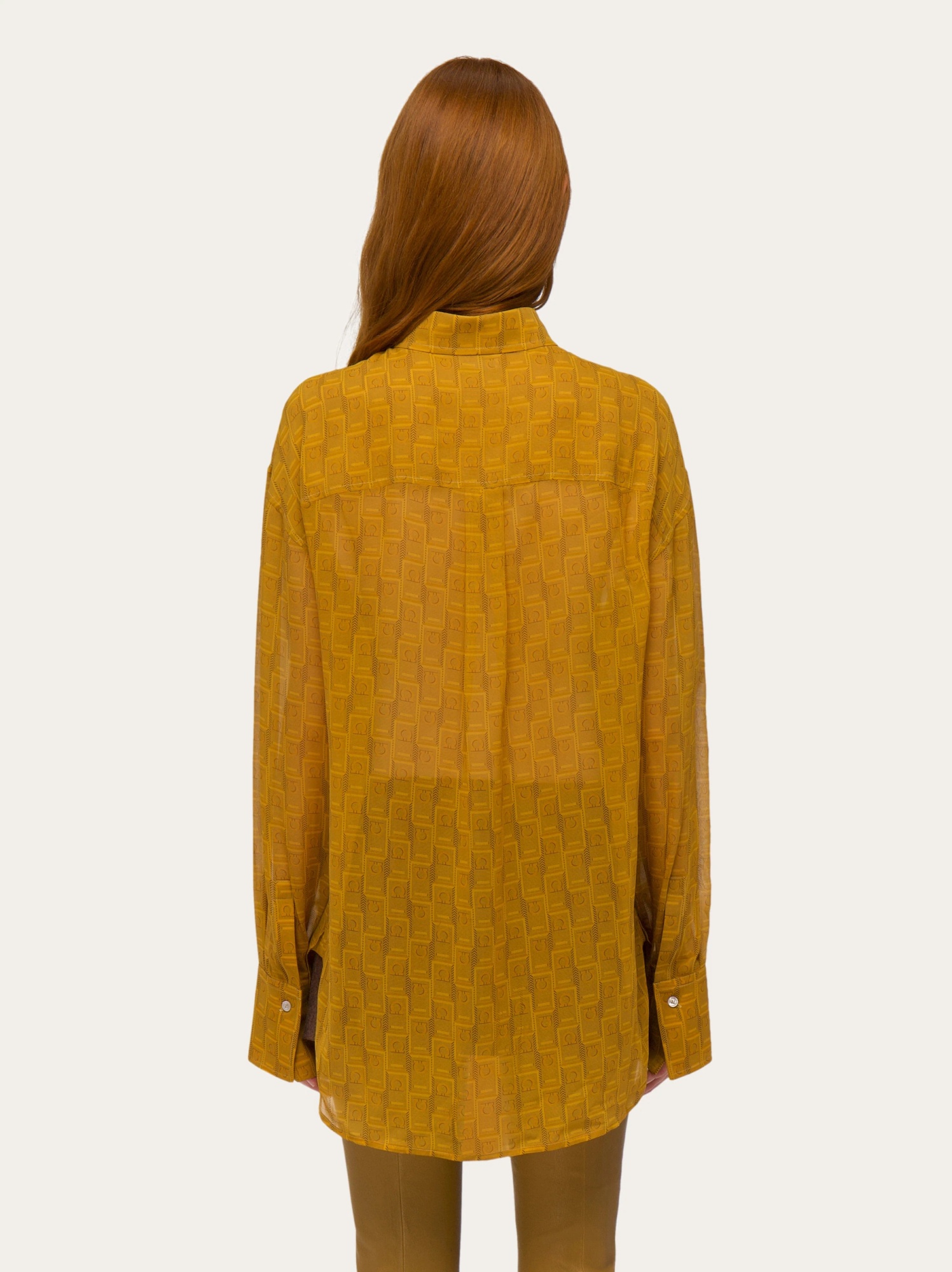 Ferragamo Full Body Logo Shirt In Brown