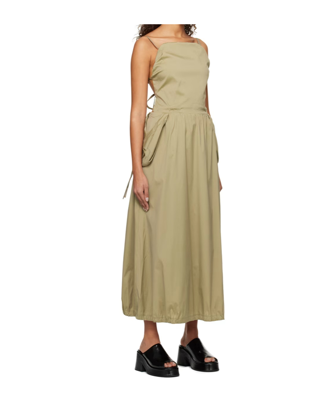Open Yy Pleated Dress In Brown