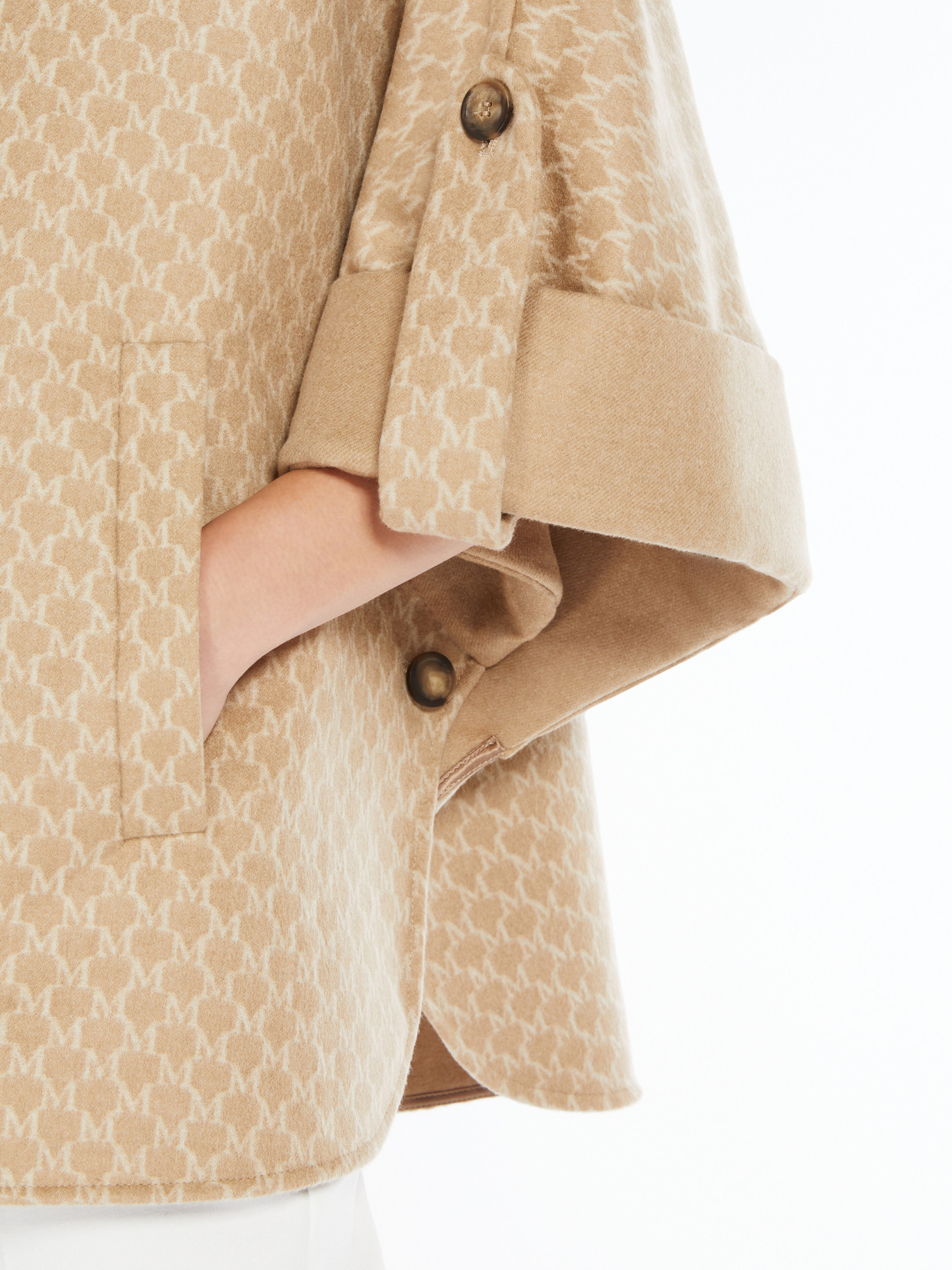 Max Mara Jacquard Wool And Cashmere Cape In Nude