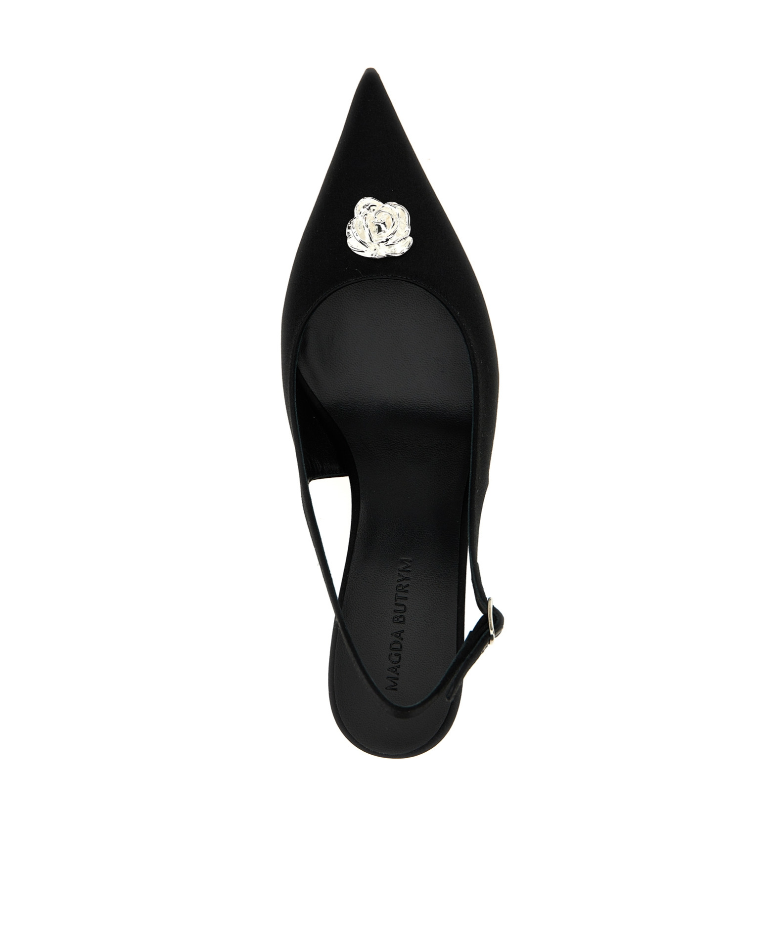 Magda Butrym Rosetta Slingback Pumps With Embellished Kitten Heel In Black