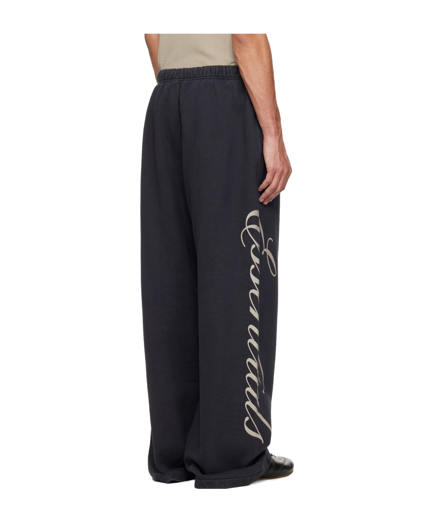 Essentials Drawstring Elastic Waist Sports Pants In Black