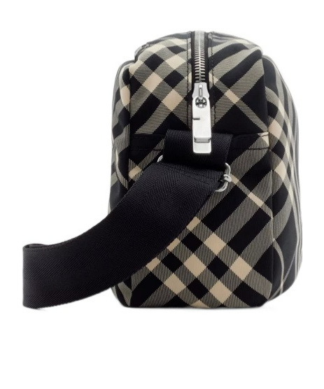 Burberry Ekd-appliqué Checked Crossbody Bag In Black