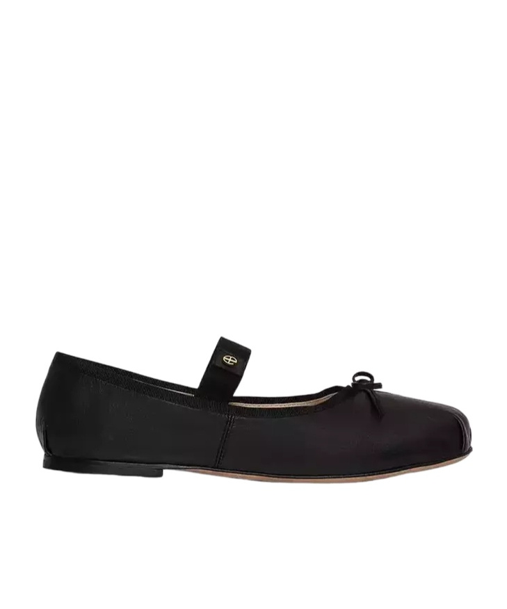 Shop Anine Bing Round Head Ballet Shoes In Black