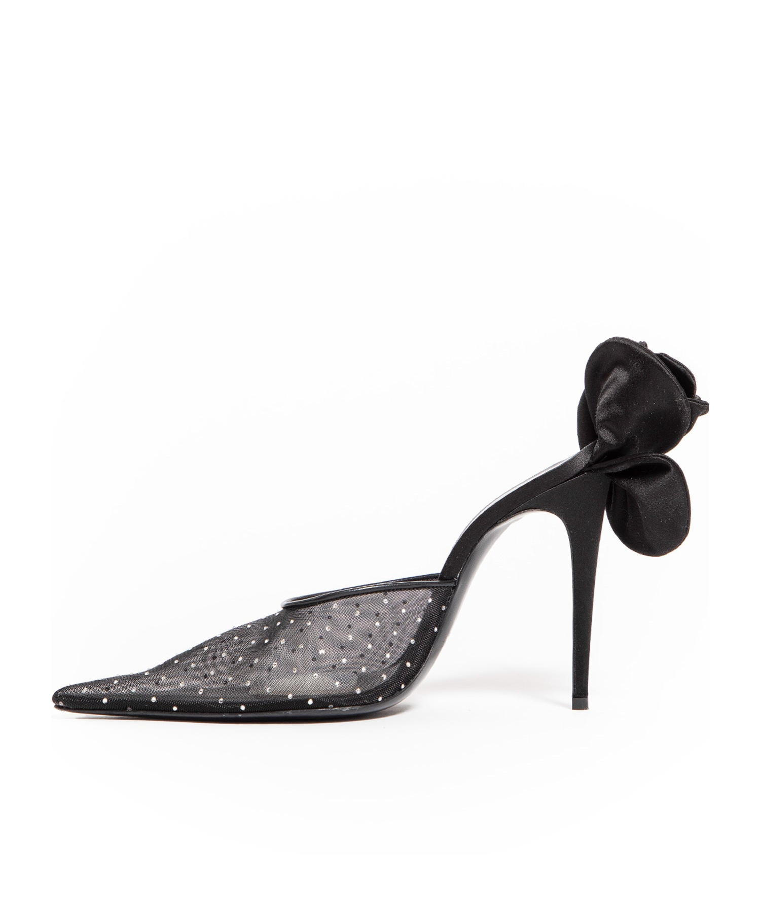 Magda Butrym Rose Crystal Mesh Mules In Black