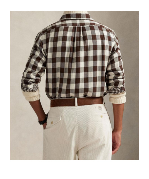 Polo Ralph Lauren Button-down Collar Logo-embroidered Checked Cotton Shirt In Brown