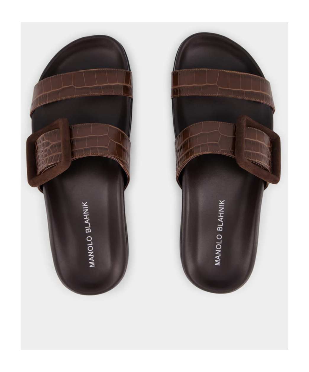 Shop Manolo Blahnik Brown Calf Leather Sandals In Black