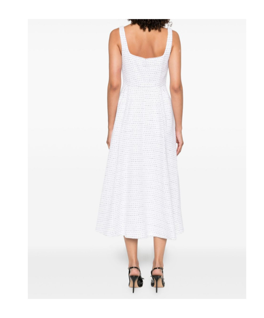 Alessandra Rich Striped Sleeveless Dress In White