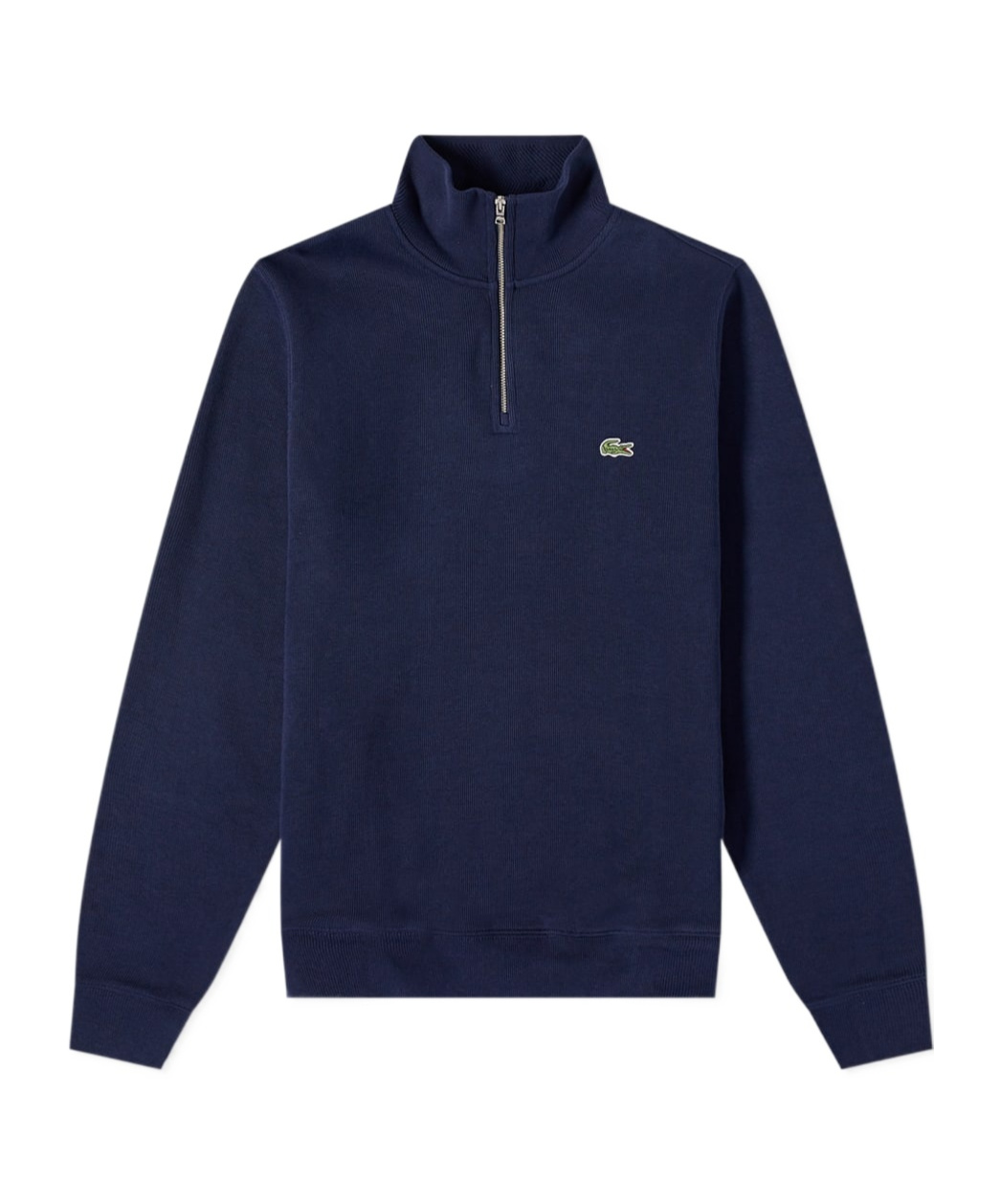 Lacoste Cotton Fleece Half Zip Pullover In Black