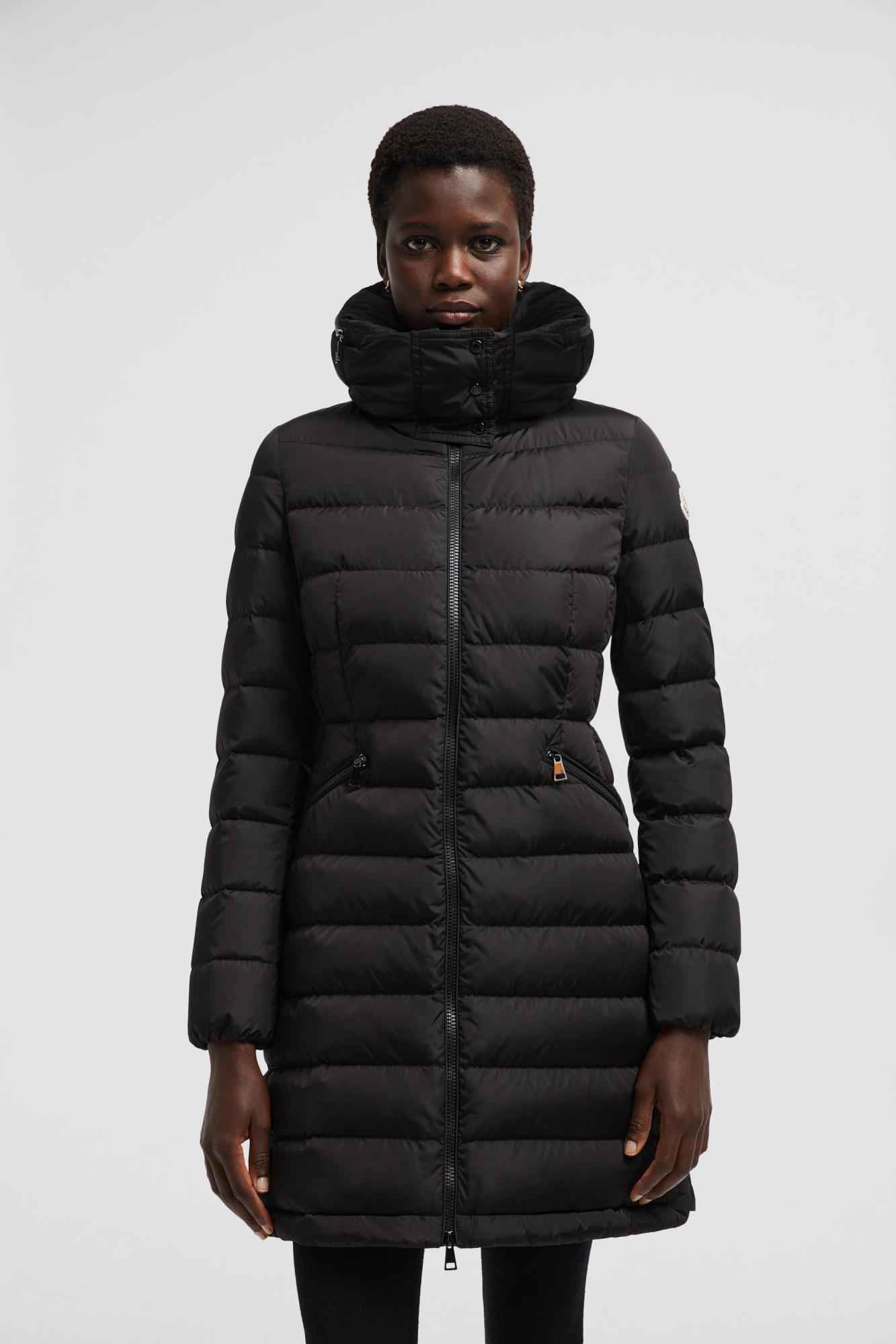 Moncler Flammet Long Down Jacket In Black