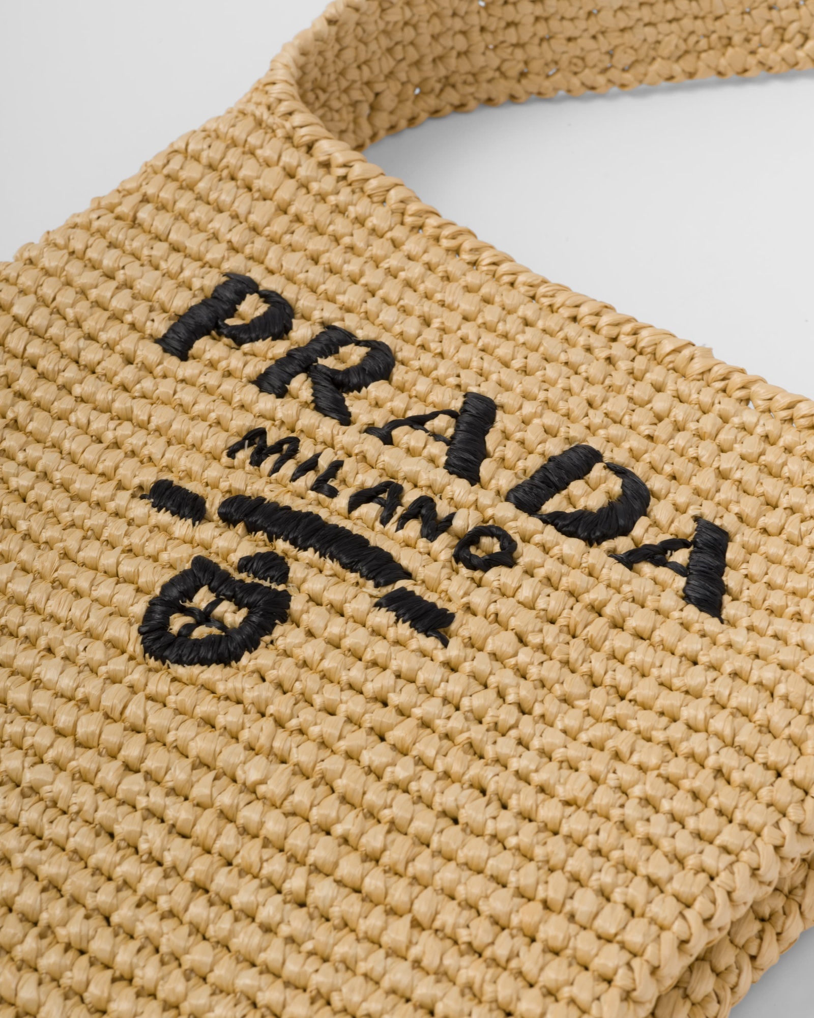 Prada Large Logo Raffia Tote Bag In Nude