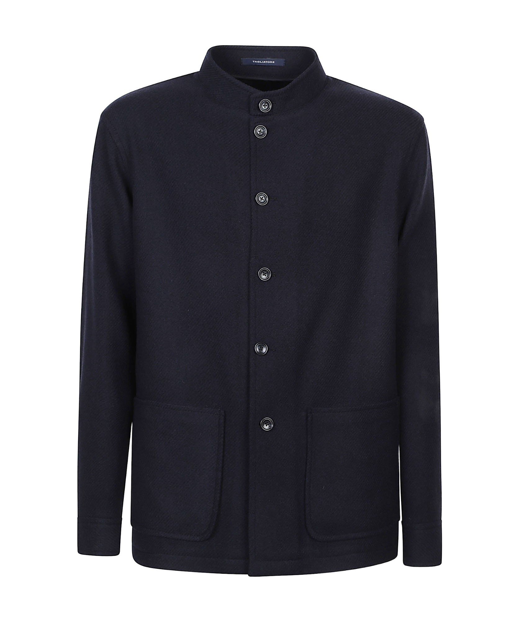 Tagliatore Mandarin-collar Wool Shirt Jacket In Blue