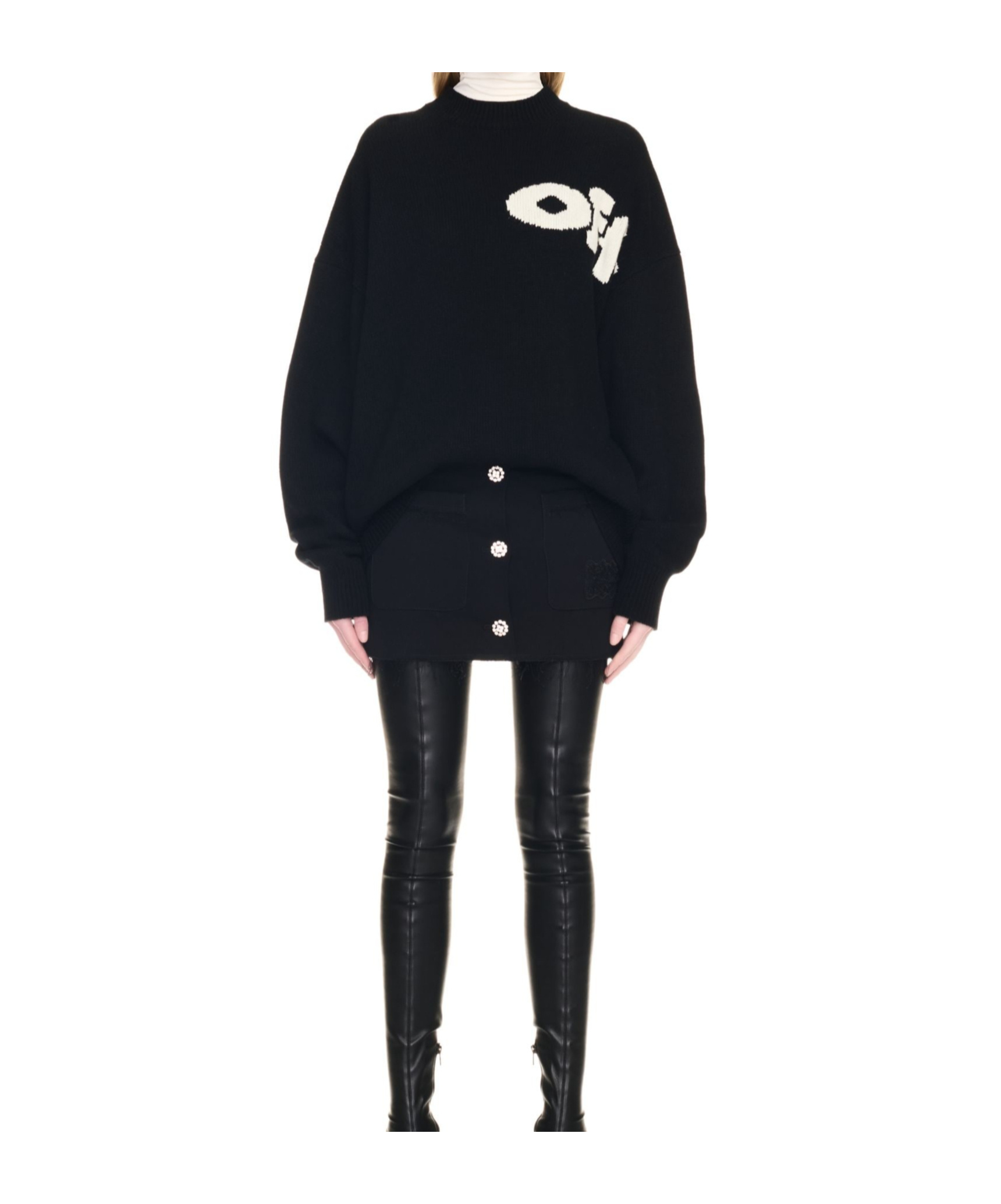 Off-white Intarsia-knit Logo Sweater In Black