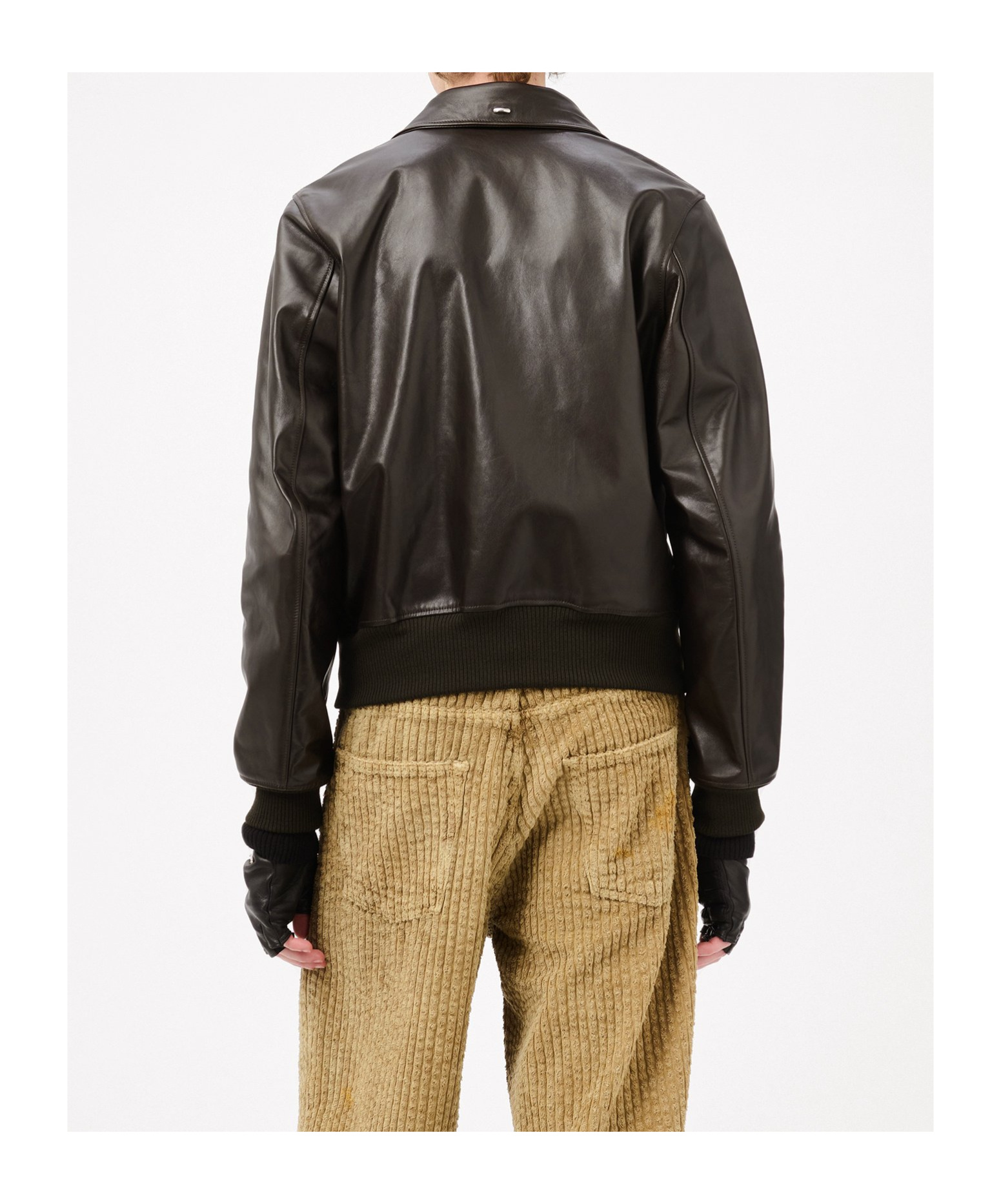 Our Legacy Pharos Leather Bomber Jacket With Removable Genuine Shearling Collar In Black