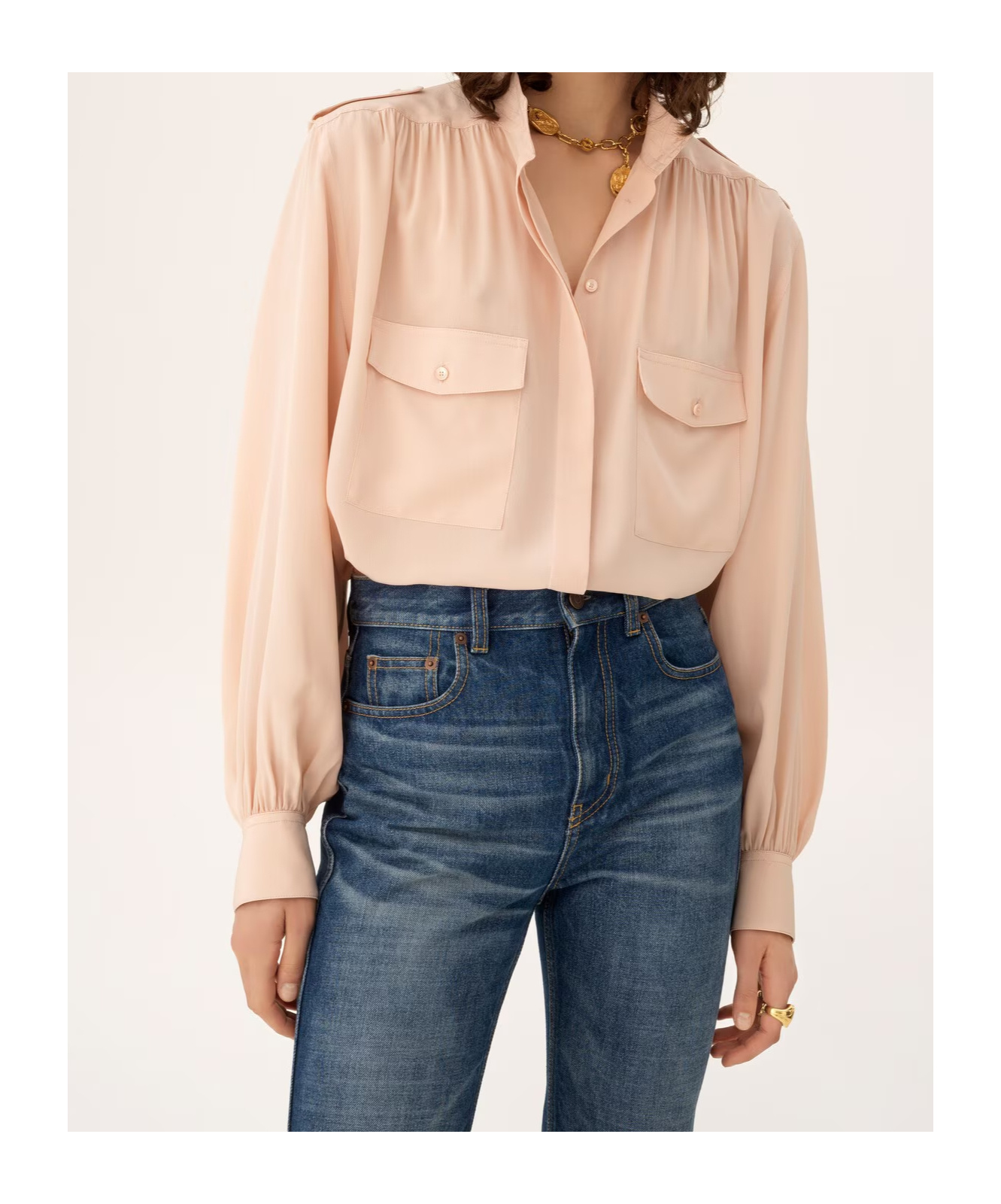 Chloé Organic Silk Crepe De Chine Top In Pink