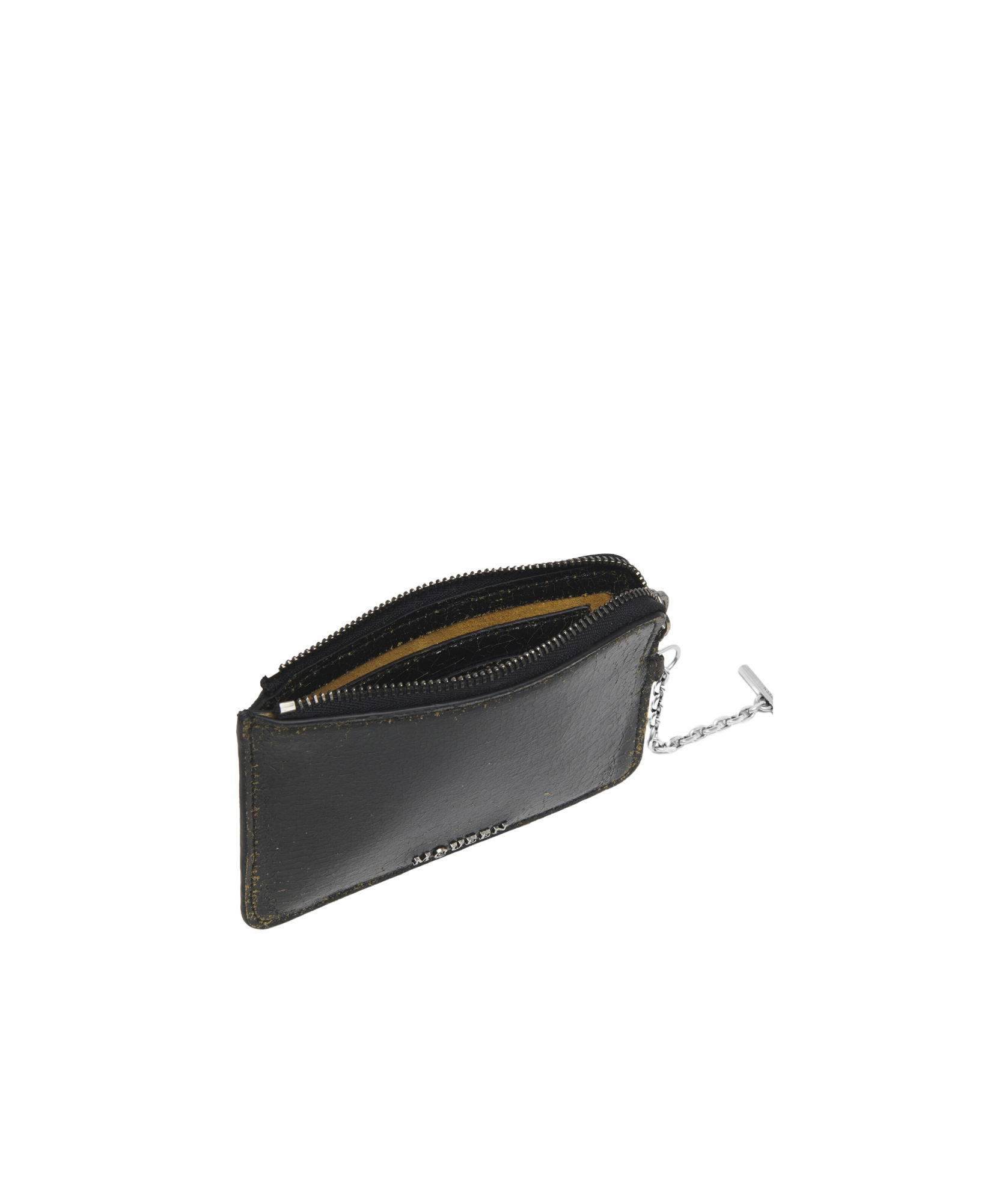 Alexander Mcqueen Cracked Leather Finish Wallet In Black