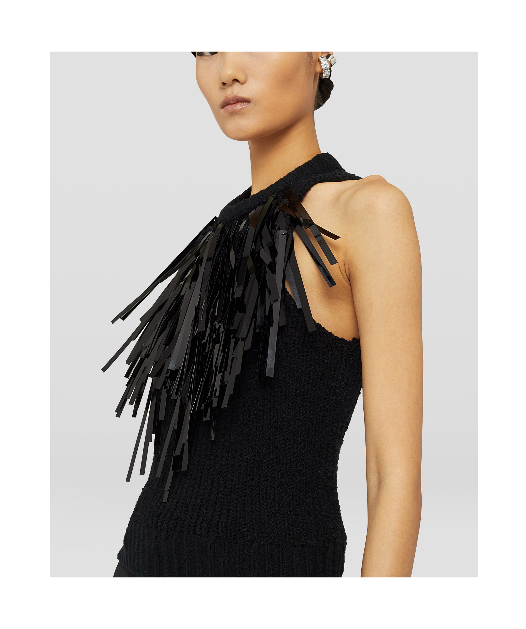 Jil Sander Fringe-trim Knitted Top In Black