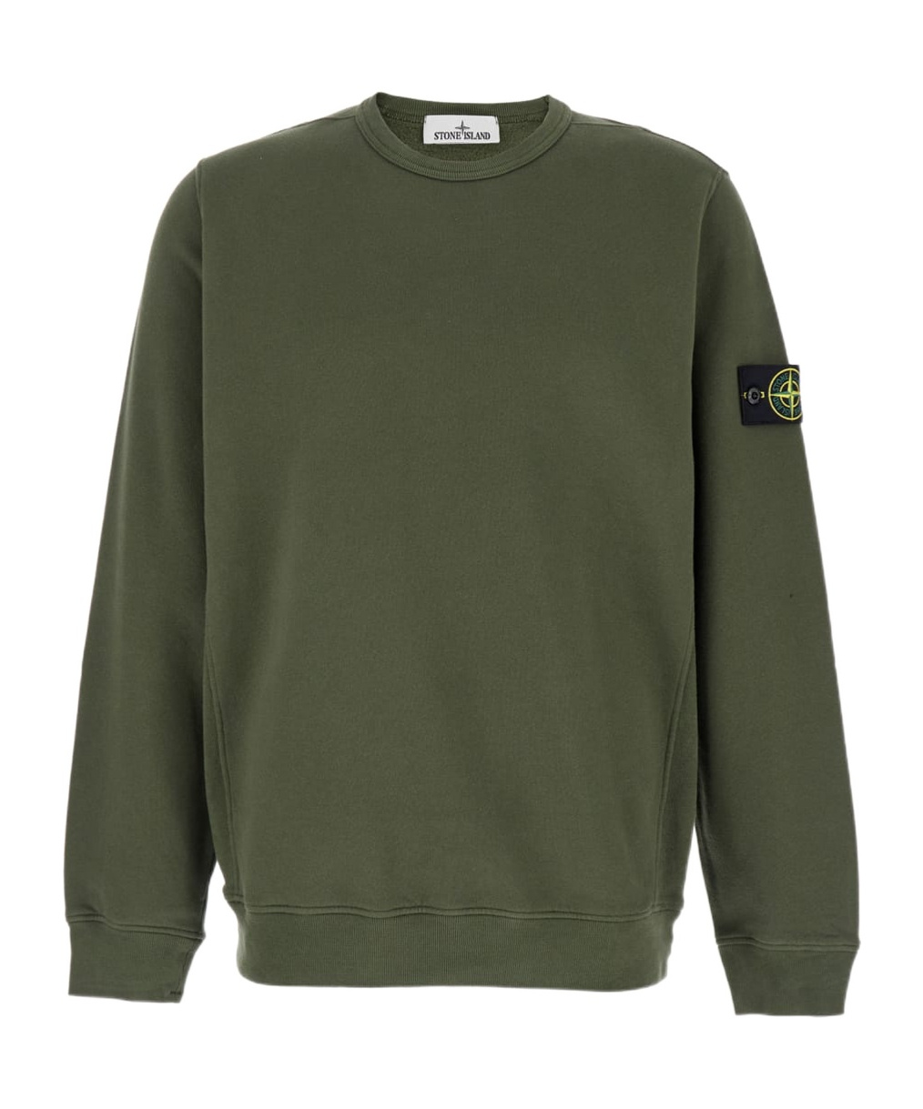 Stone Island Compass-badge Cotton Sweatshirt In Green