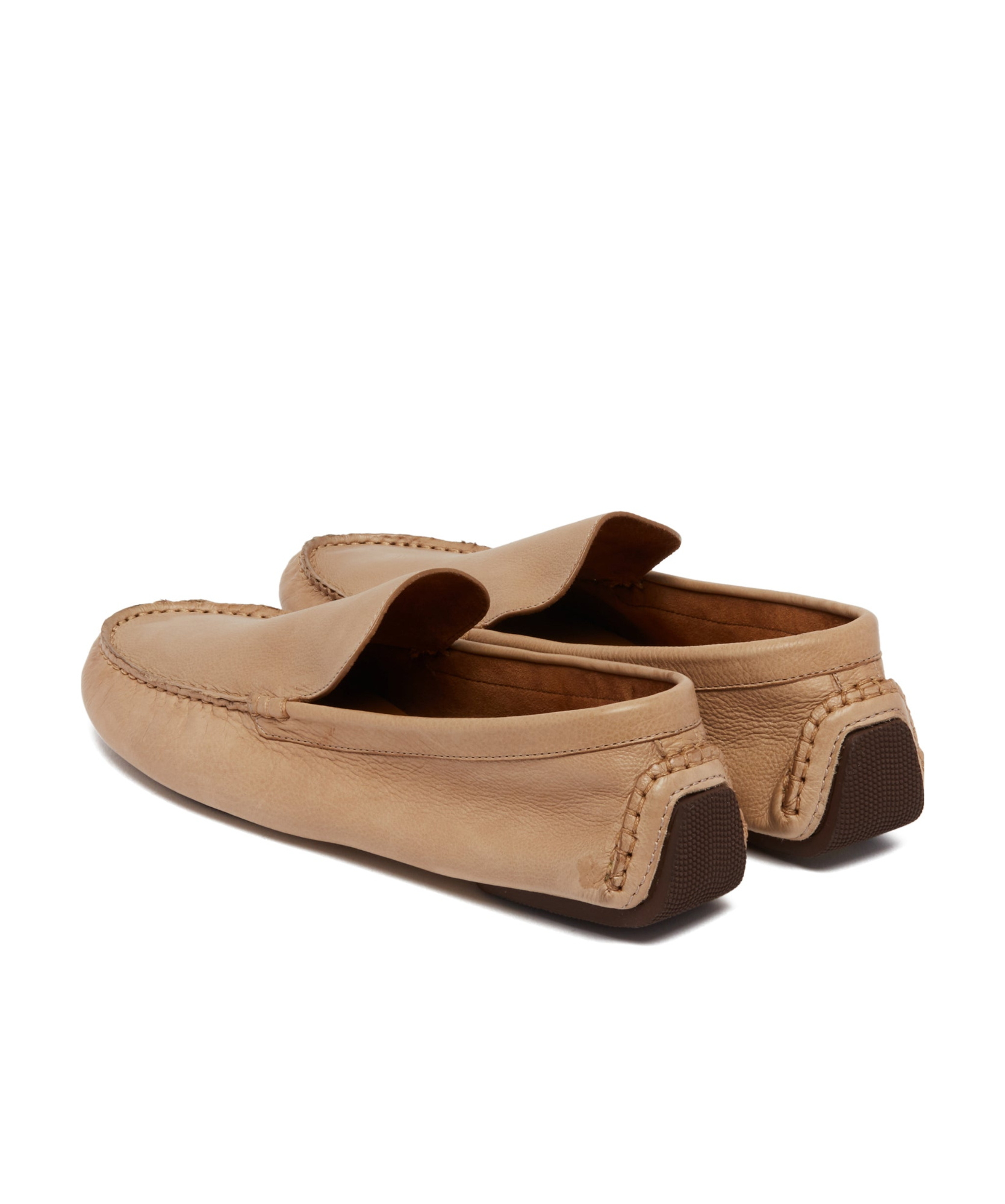 The Row Lucca Leather Moccasins In Nude